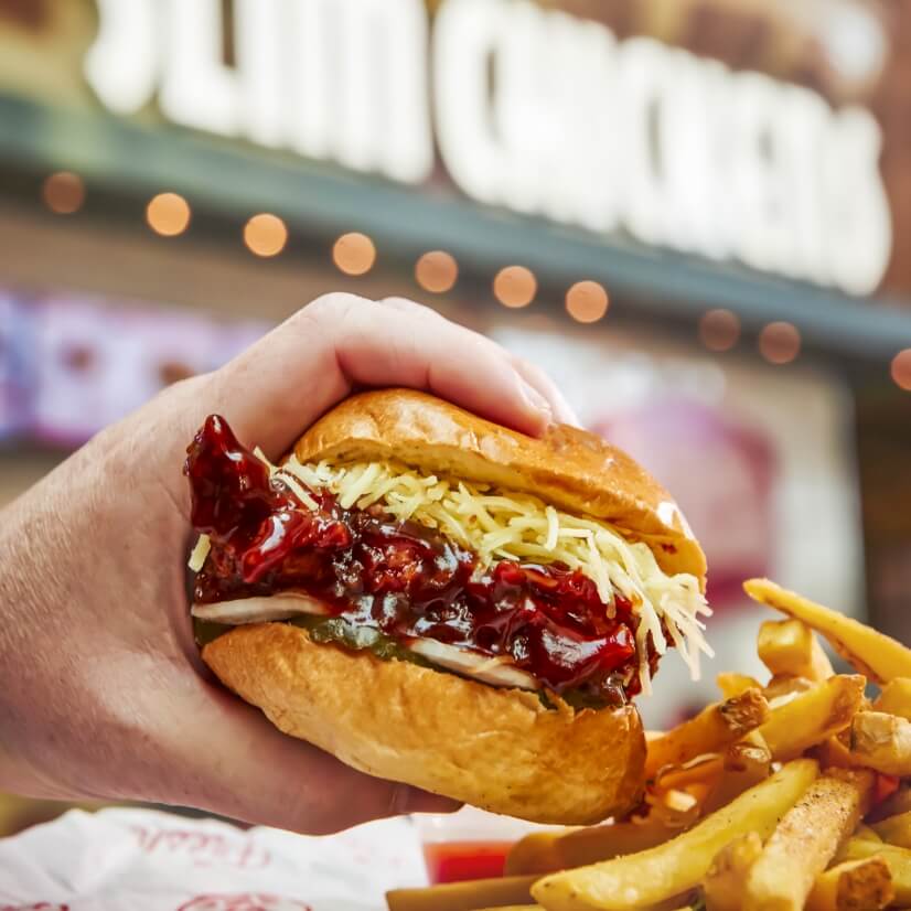 A delicious chicken sandwich from Slim Chickens